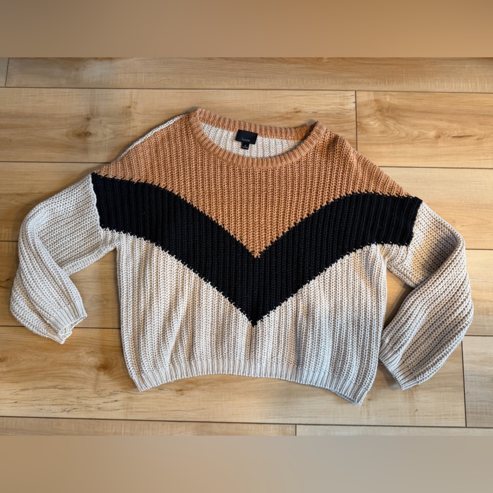 Lumiere Tri-Tone Chevron Sweater